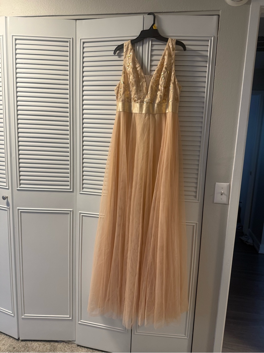 Elegant Sleeveless Embellished Tulle Evening Dress - Blush